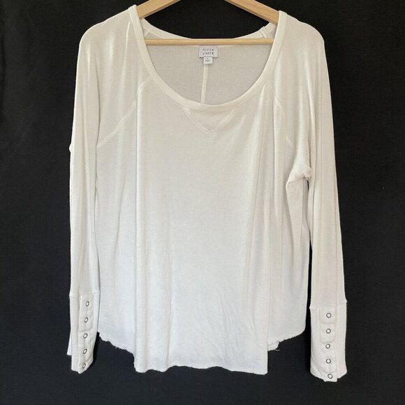 Peyton Jensen white long sleeved sweater women's size large button details rayon - Picture 1 of 7
